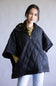Quilted Puffer Poncho Quarter Zip for Women in Black