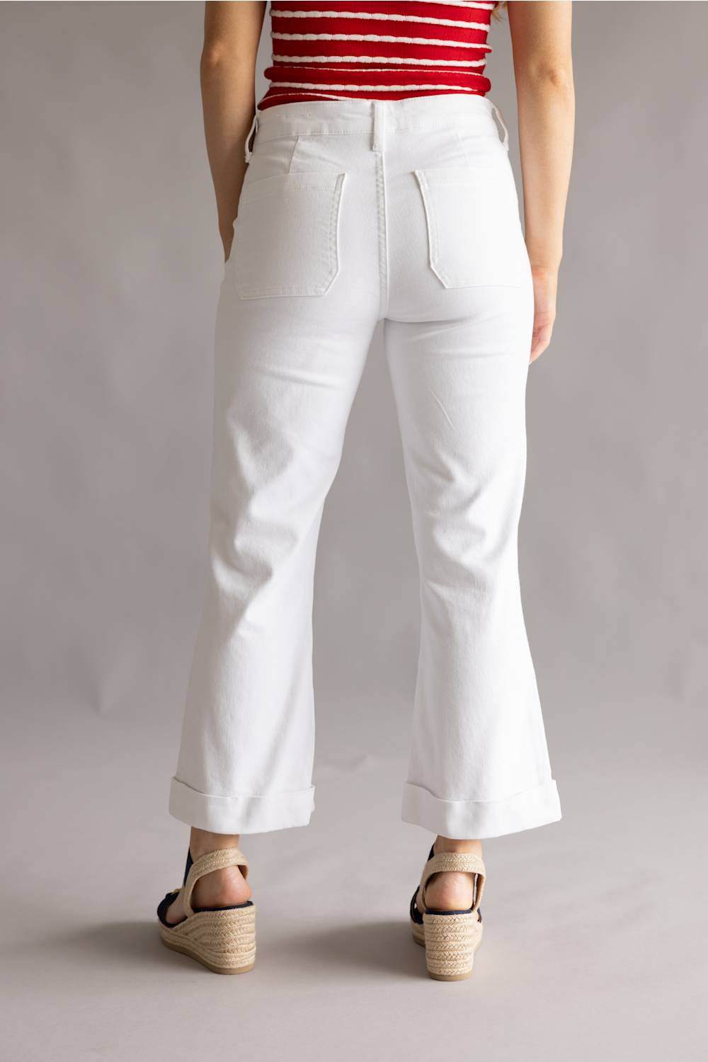 KanCan High Rise Cropped Flare Jeans for Women in White