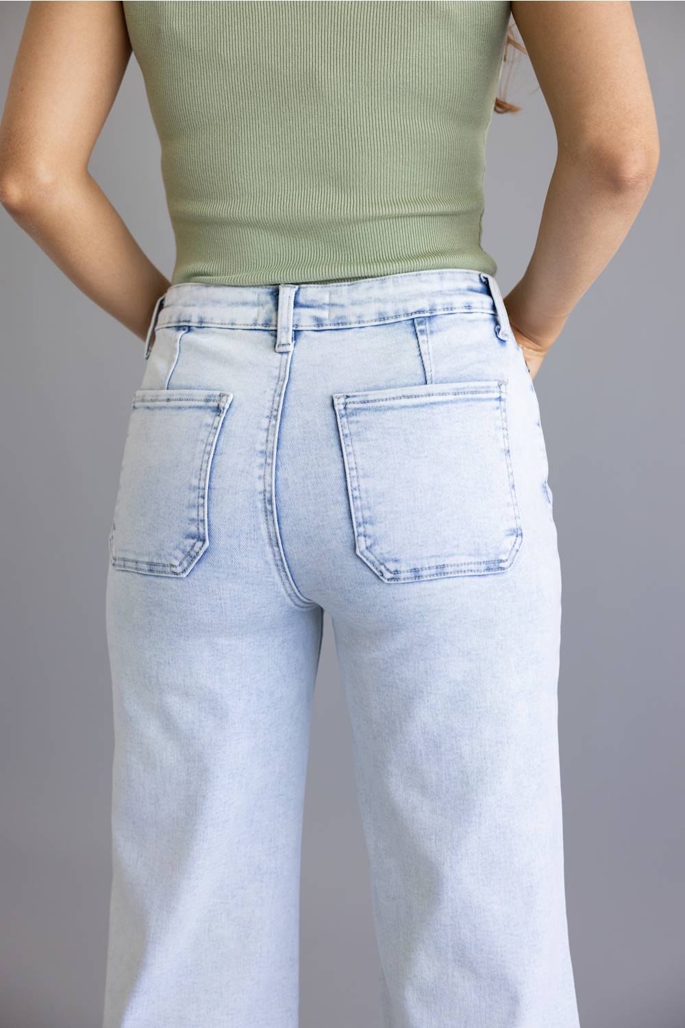 KanCan Mid Rise Crop Wide Leg Jeans for Women