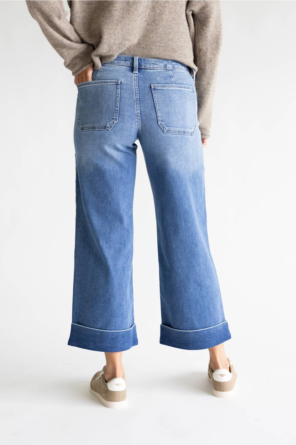 KanCan Mid Rise Cropped Wide Jeans for Women
