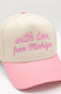 Katydid Love Michigan Trucker Hat for Women in Pink/Tan
