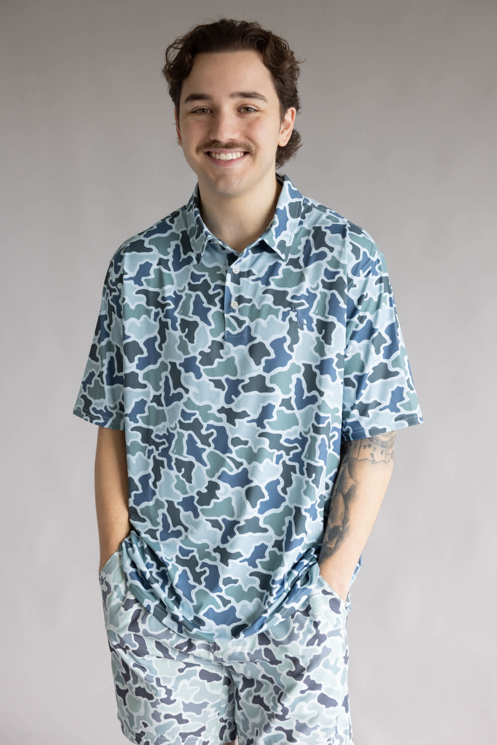 Local Boy Dirty Myrtle Polo for Men in Blue Camo