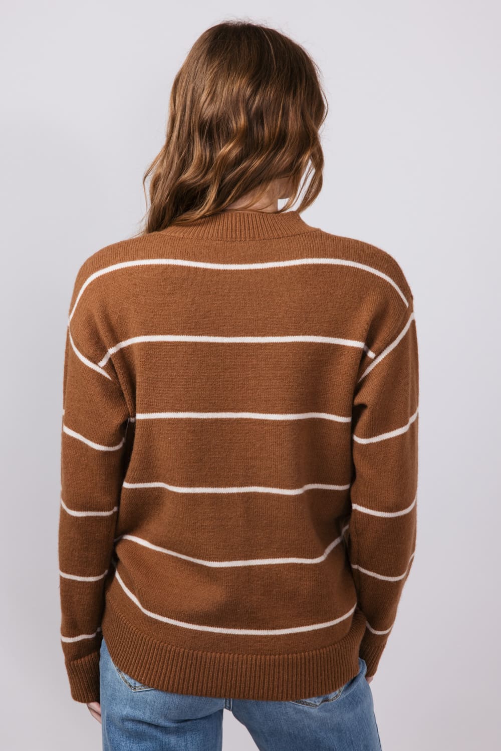 La Miel Pencil Stripe Sweater for Women in Brown