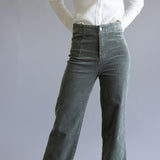La Miel Mineral Wash Corduroy Pants for Women in Faded Olive