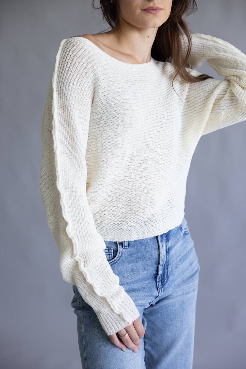 La Miel Off the Shoulder Sweater for Women in Milk