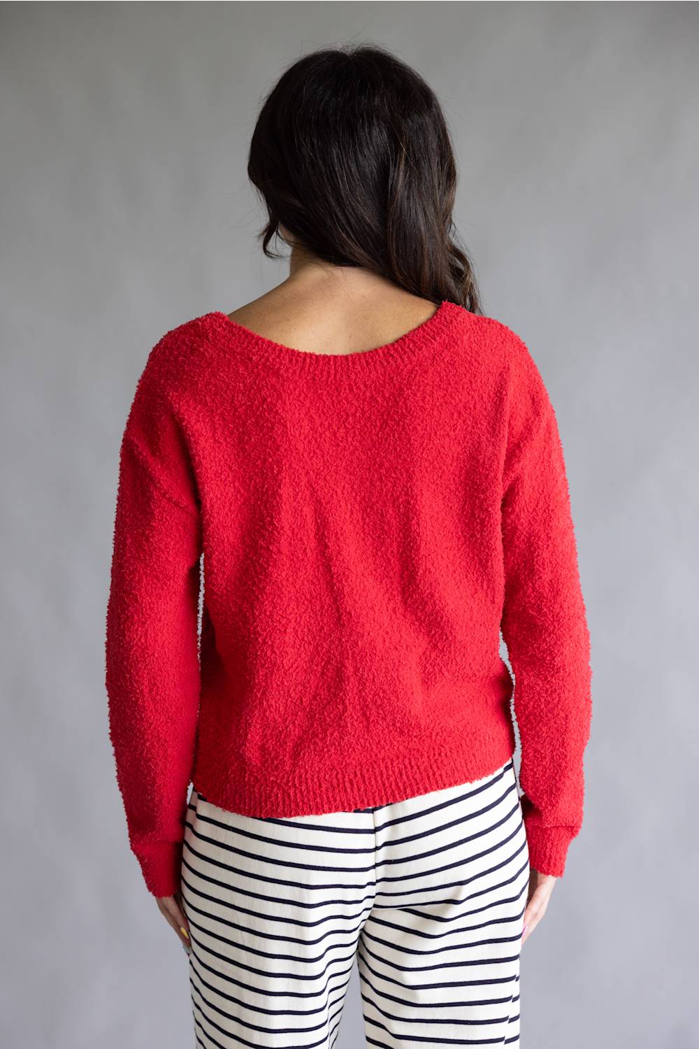 La Miel Reversible V-Neck Sweater for Women in Deep Red