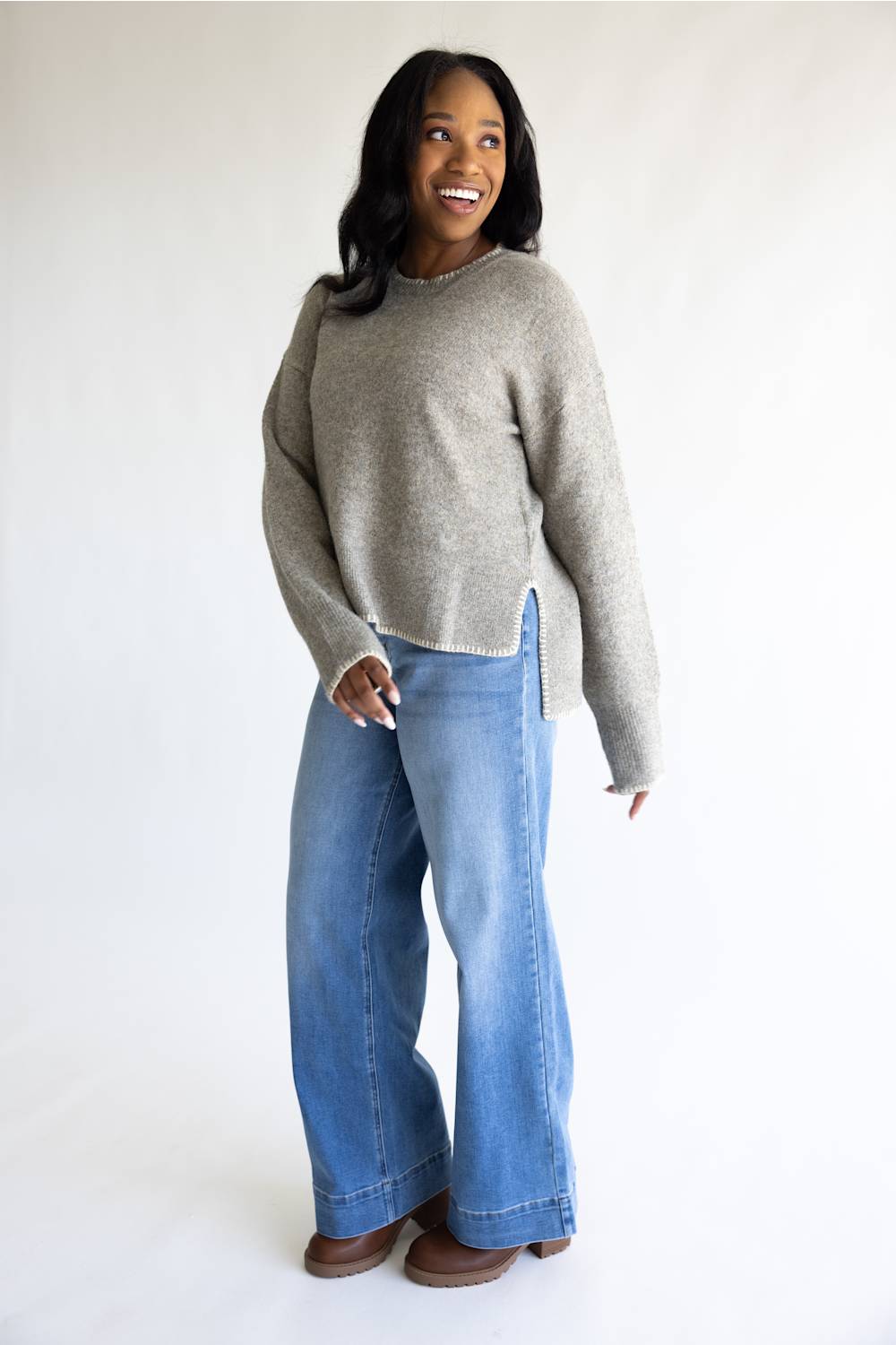 La Miel Whip Stitch Sweater for Women in Sandgrain