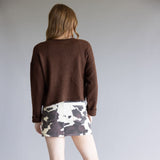 LeLis Cow Print Mini Skirt for Women in Cream/Brown