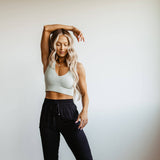 Rayon Drawstring Joggers for Women in Black