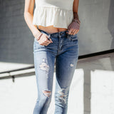 KanCan Distressed Ankle Skinny Jeans for Women