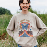 Simply Southern Happy Mind Distressed Pullover for Women in Cream