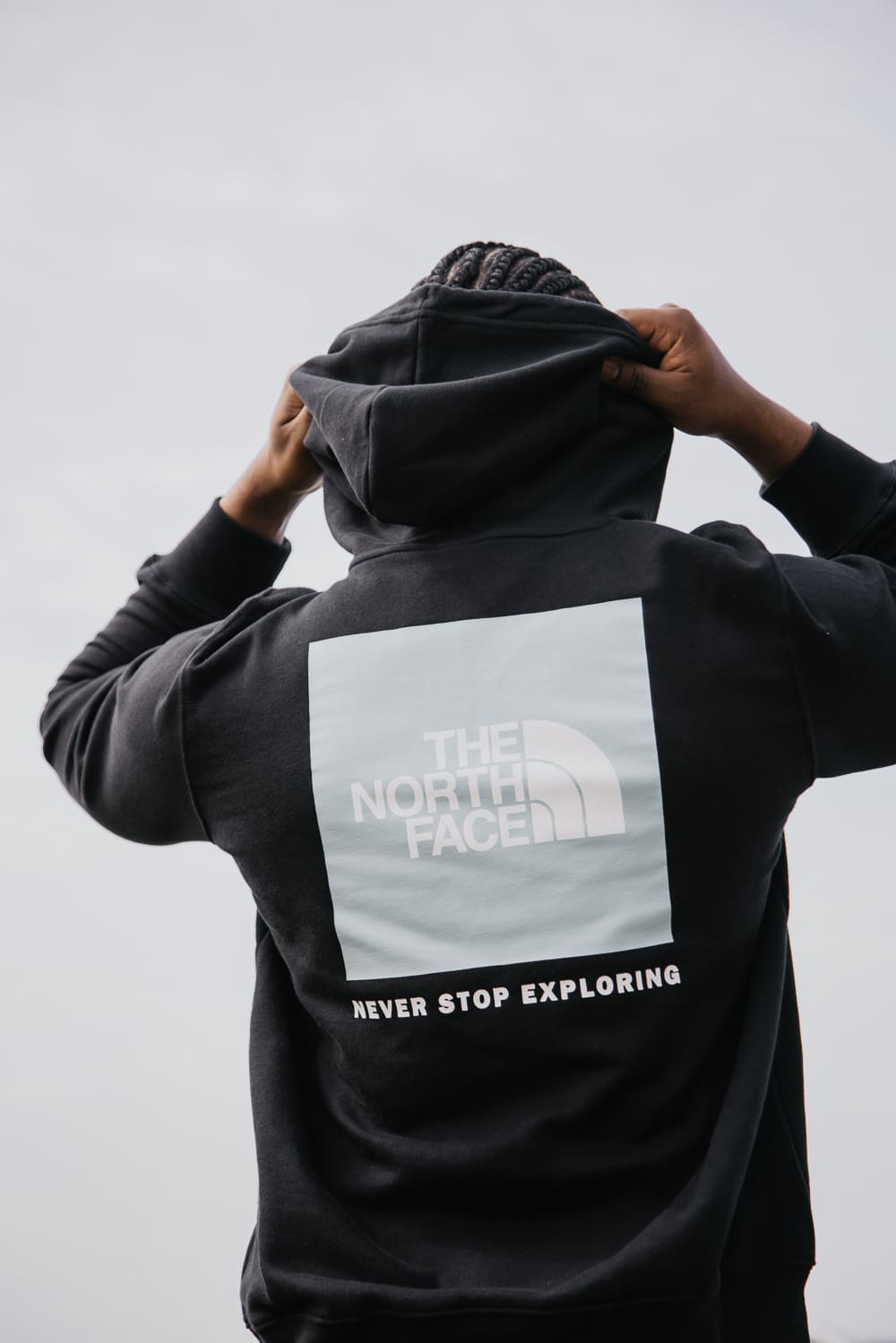 The North Face Box Logo Hoodie for Men in Black/Blue