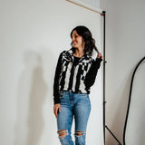 Geometric Sherpa Vest for Women in Black/White