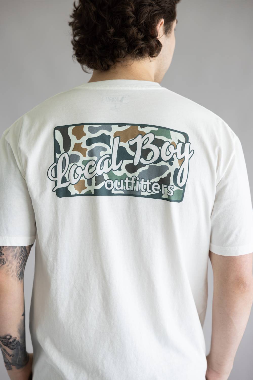 Local Boy Bluff Plate T-Shirt for Men in White