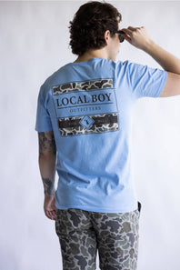 Local Boy Framed Camo T-Shirt for Men in Washed Denim