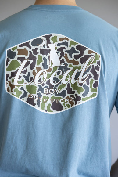 Local Boy Local Flage Badge T-Shirt for Men in Slate Blue