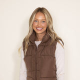 Love Tree Cropped Puffer Vest for Women in Brown