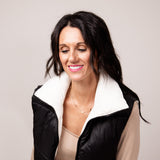 Love Tree Cropped Reversible Puffer Vest for Women in Black/White