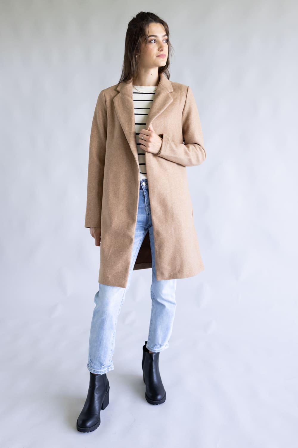 Love Tree Long Coat for Women in Camel
