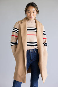 Love Tree Long Line Vest for Women in Camel