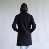Love Tree One Button Long Coat for Women in Black