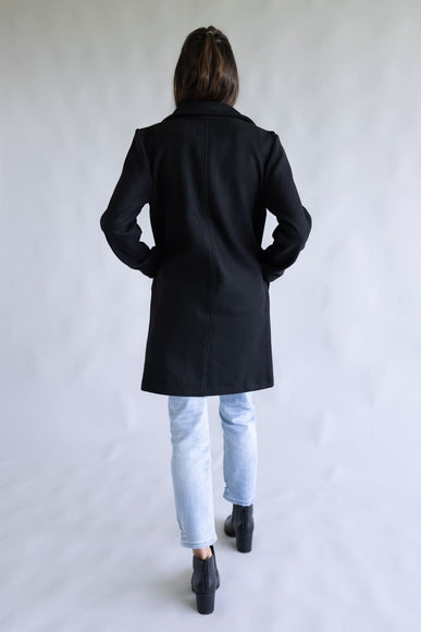 Love Tree One Button Long Coat for Women in Black