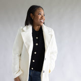 Love Tree Two Button Long Coat for Women in Ivory
