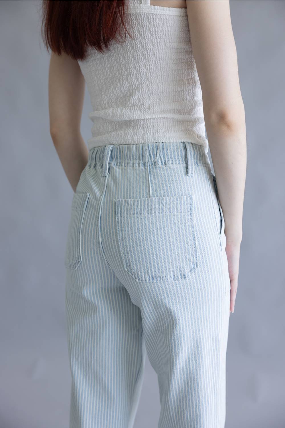 Lovervet by Vervet Striped High Rise Drawstring Wide Leg Jeans for Women | LV2262STR