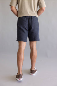 Industrie Marina Linen Shorts for Men in Dark Navy