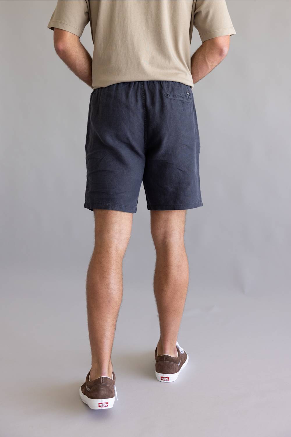 Industrie Marina Linen Shorts for Men in Dark Navy