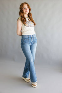 JBD Micro Patch Pocket Wide Leg Jeans for Women