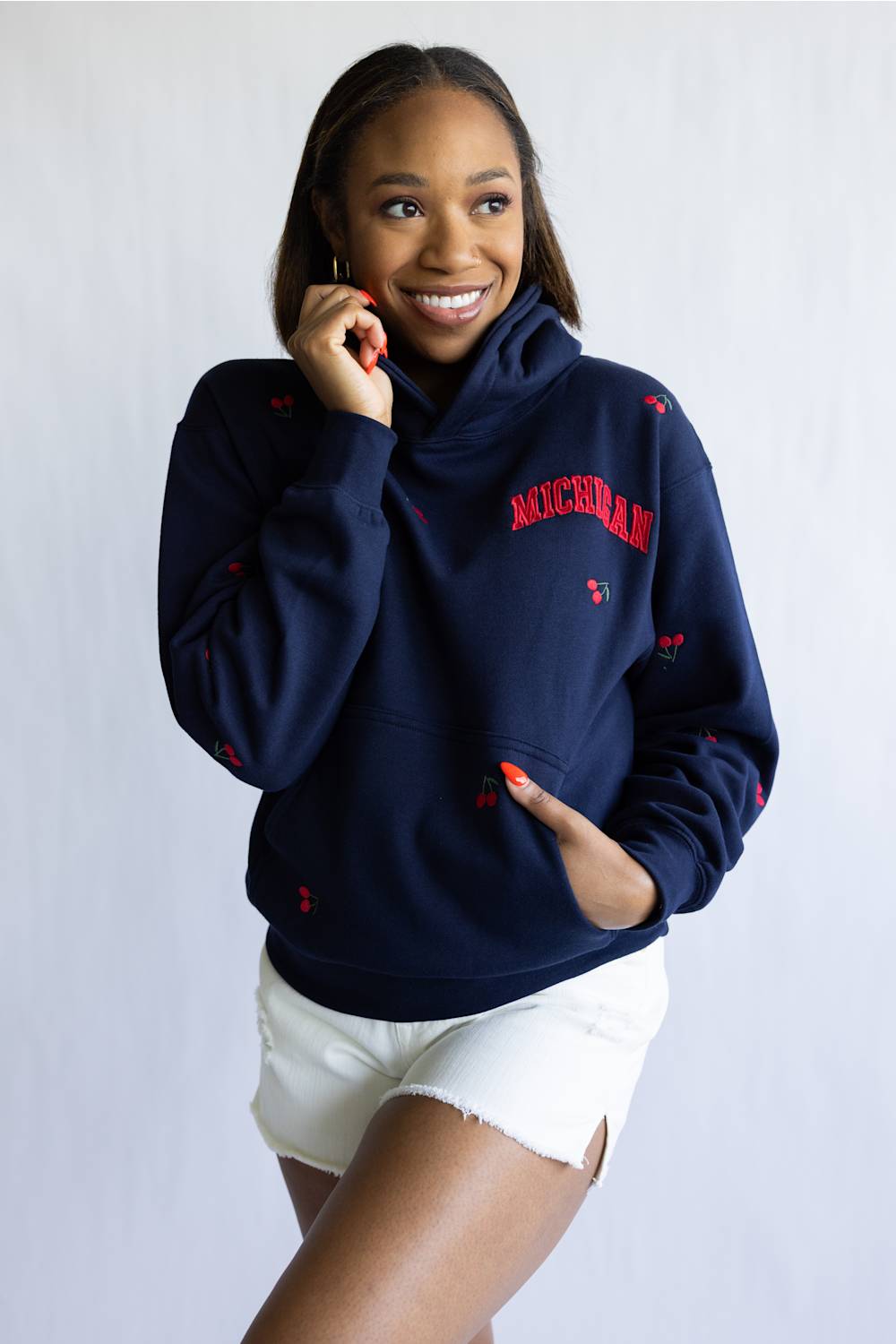 1897 Active Michigan Cherries Hoodie for Women in Navy