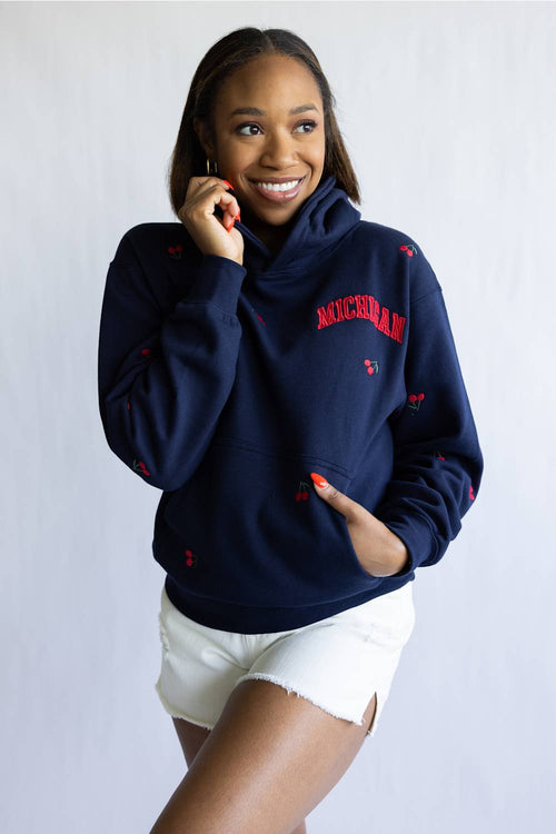 1897 Active Michigan Cherries Hoodie for Women in Navy