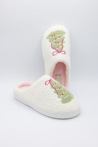  MIA Cozi Christmas Tree Slippers for Women in White