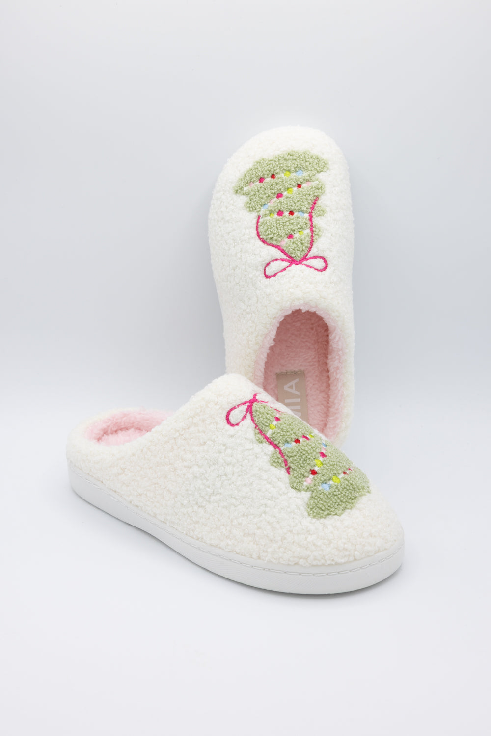  MIA Cozi Christmas Tree Slippers for Women in White