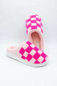 Checker Slippers for Women in Pink