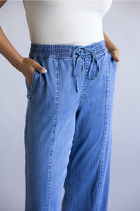 Mica High Rise Wide Leg Joggers for Women in Denim
