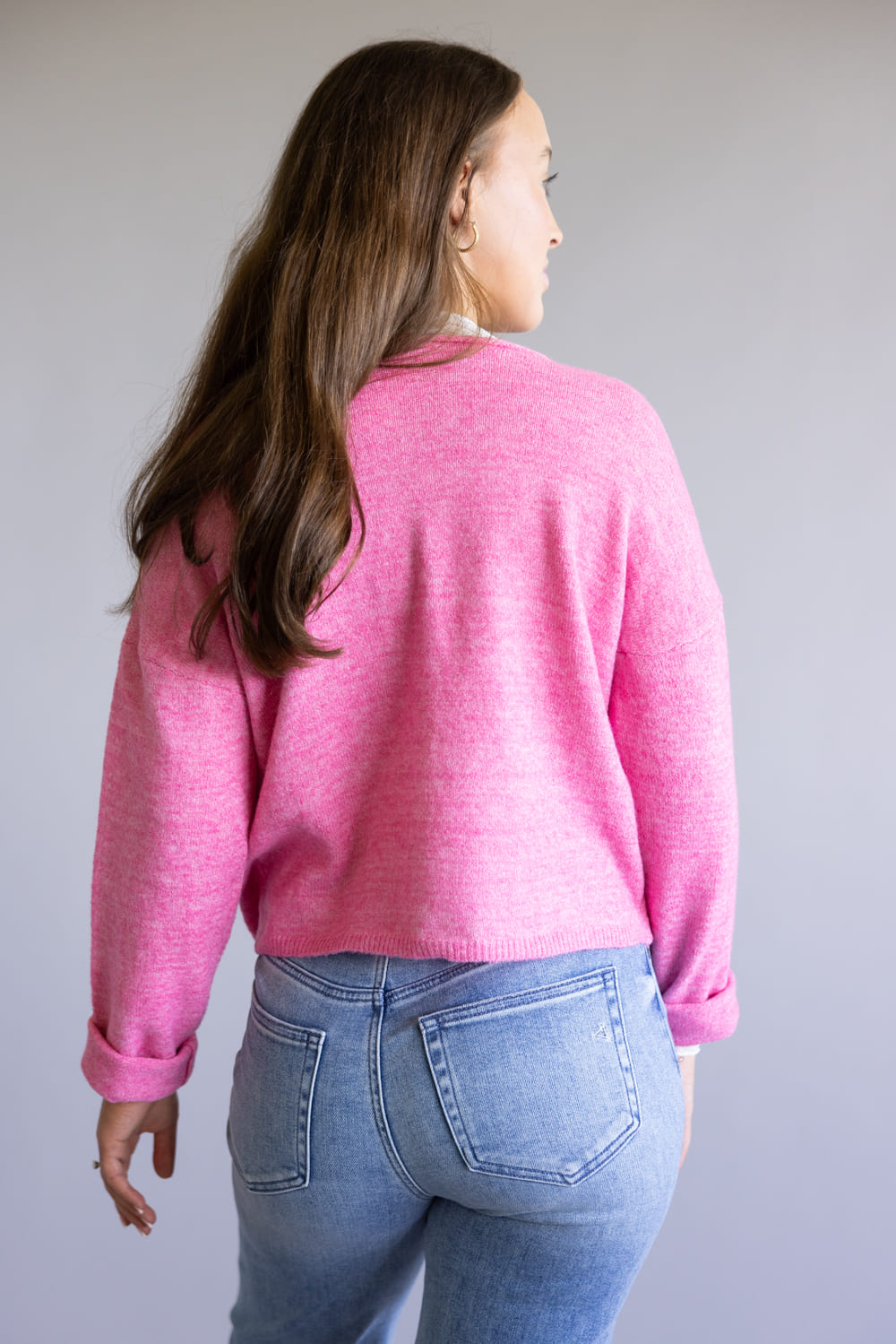 Mimosa Classic Lightweight Cardigan for Women in Barbie Pink