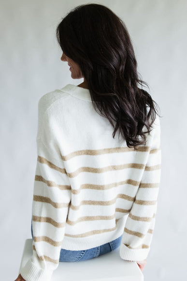 Miracle Stripe Cardigan Sweater for Women in Ivory