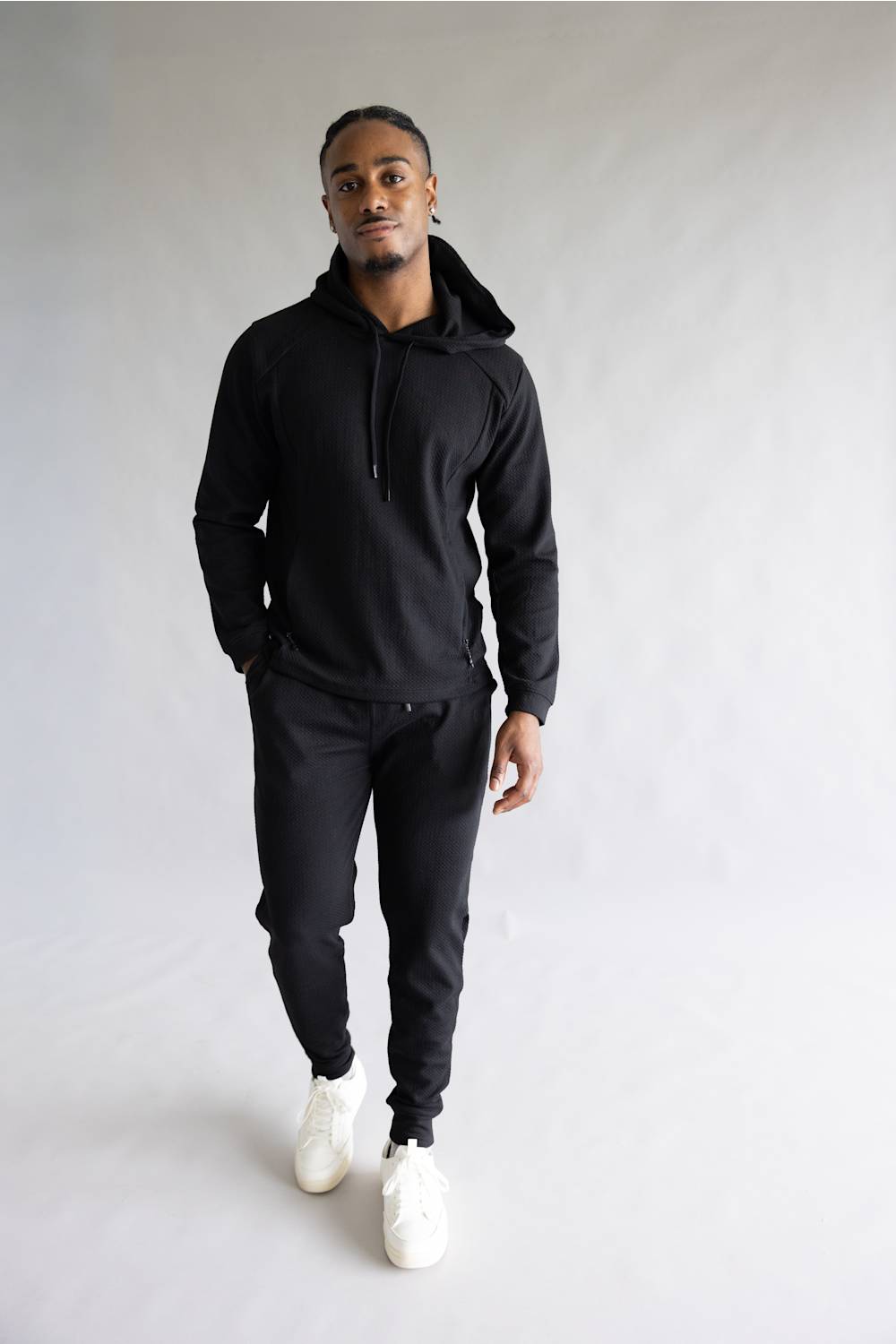1897 Active Diamond Weave Hoodie Black 