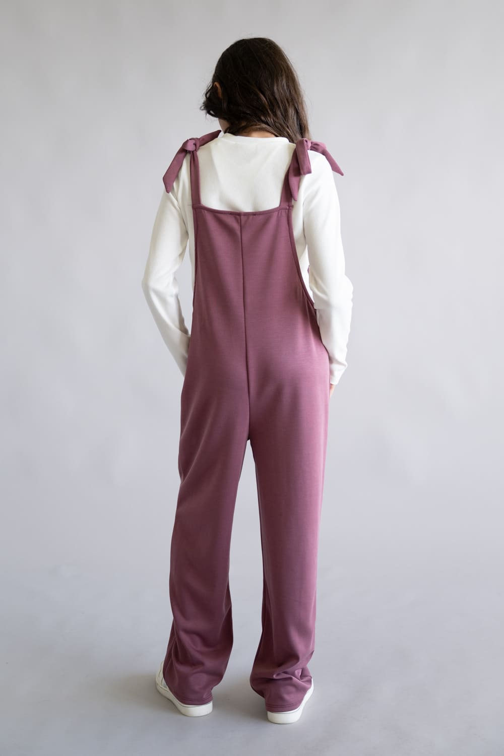 Moa Moa Overall Long Sleeve Tee Set for Girls in Mulberry