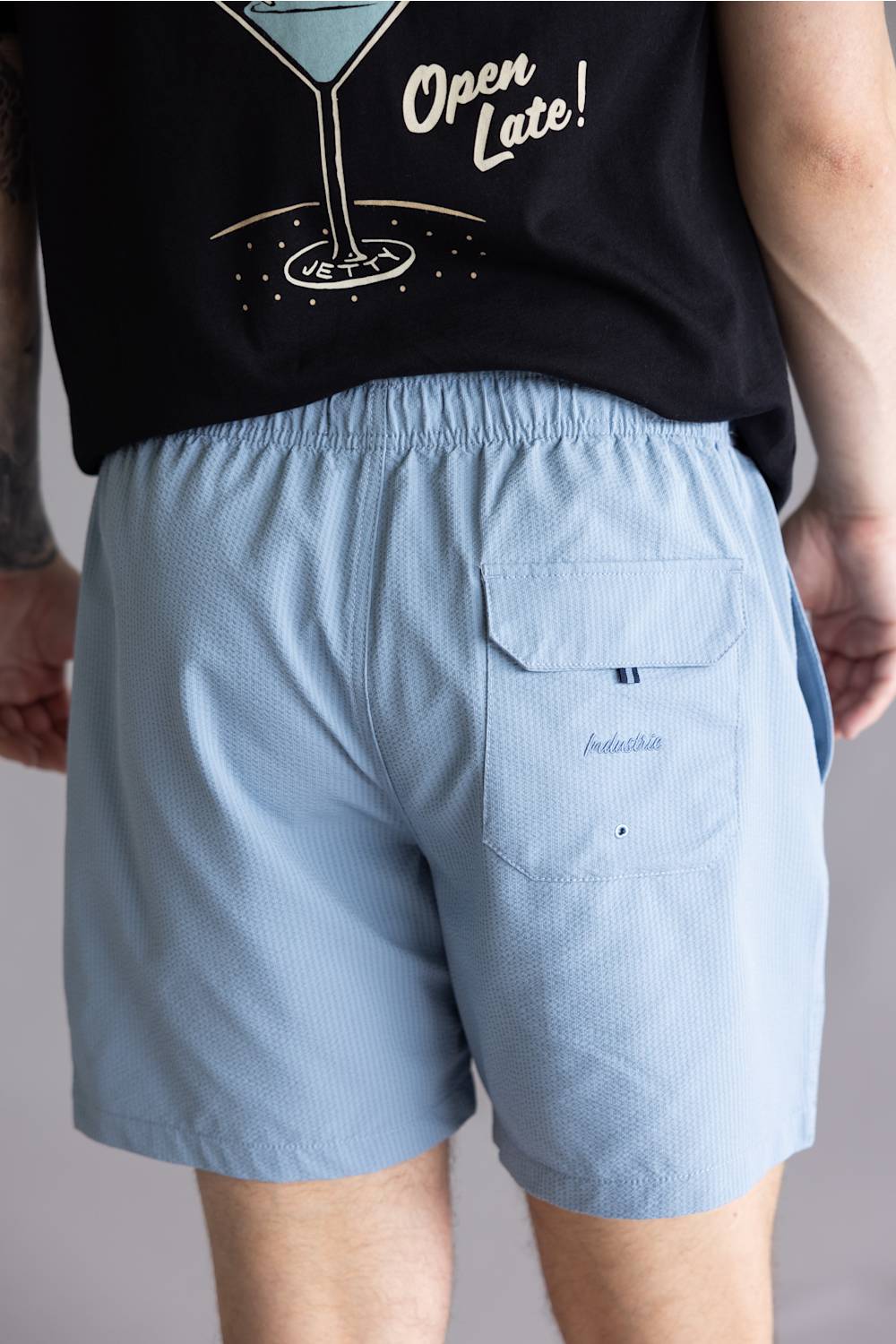 Industrie New Seersucker Swim Shorts for Men in Tropez Blue