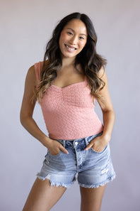 Ruched Tank Top for Women in Rose