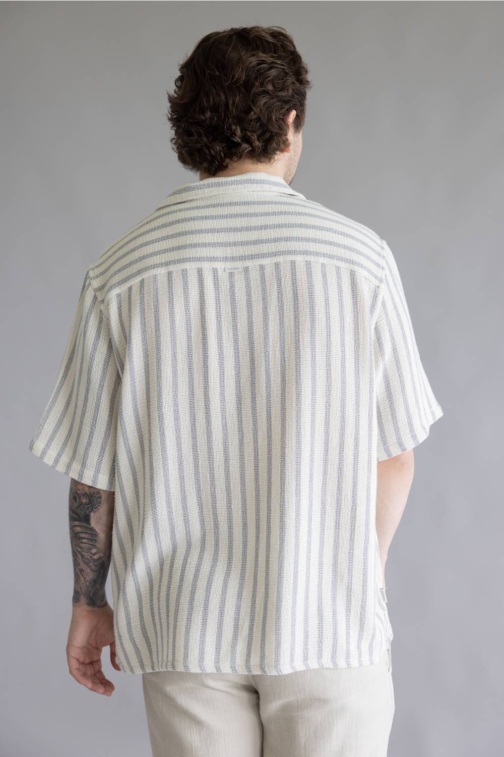 Industrie Cresta Woven Button Up Shirt for Men in Blue/Off White