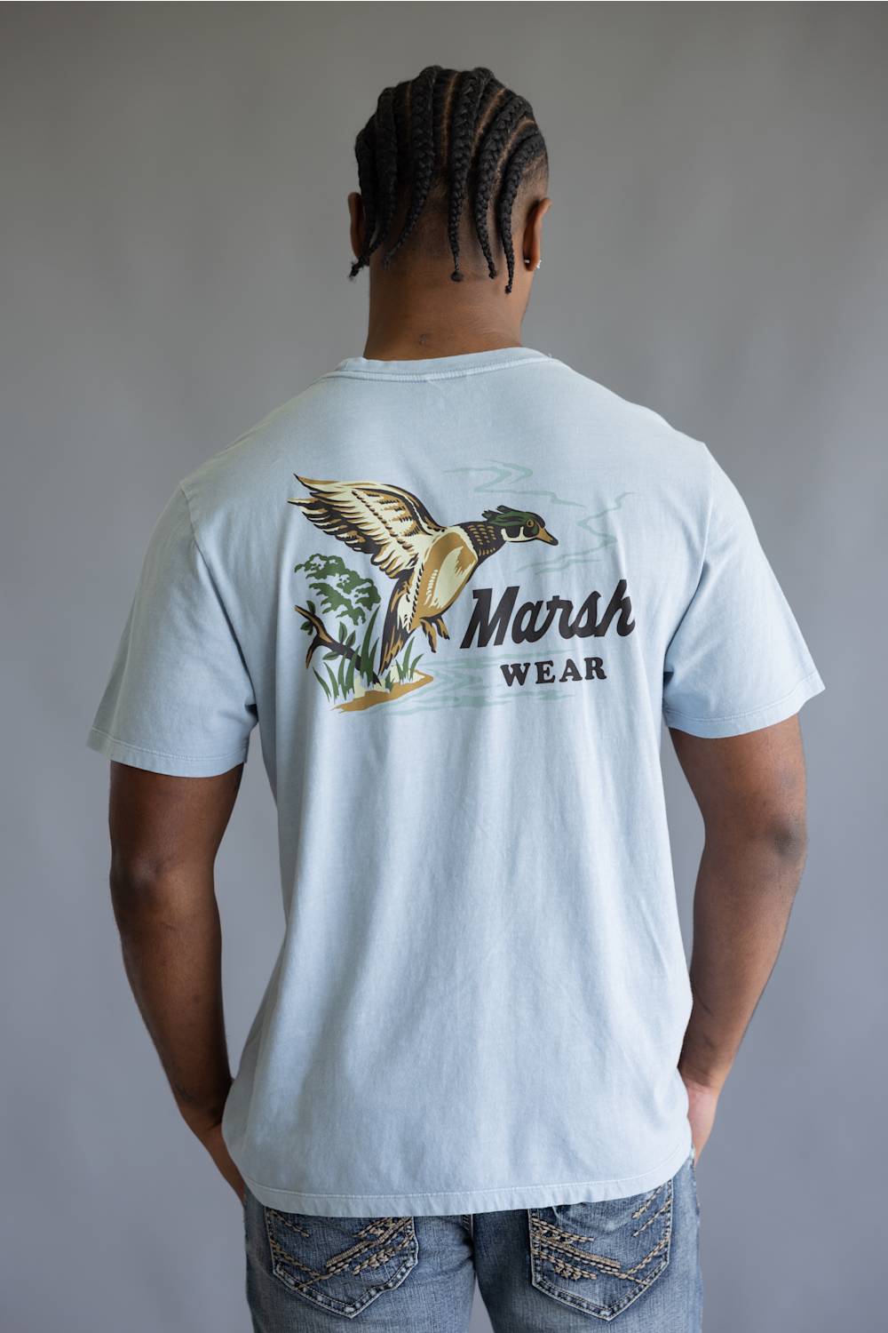 Marsh Wear Heritage Wood T-Shirt for Men in Dusty Blue