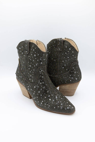 Matisse Harlow Rhinestone Cowboy Booties for Women in Smoke Black