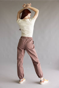 Mica Cropped Jogger Pants for Women in Brown