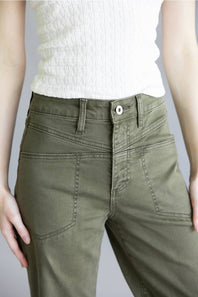 Mica High Rise Front Yoke Wide Leg Jeans for Women in Green