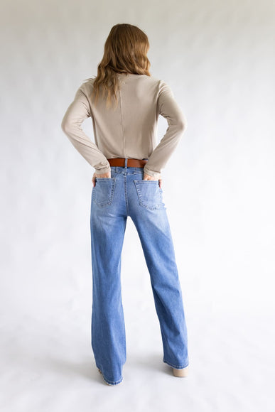 Mica High-Rise Medium Wash Clean Wide Leg Jeans for Women