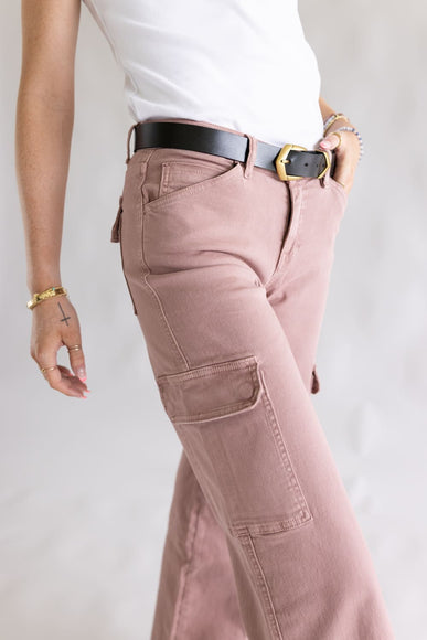 Mica Mid Rise Wide Leg Cargo Jeans for Women in Mauve